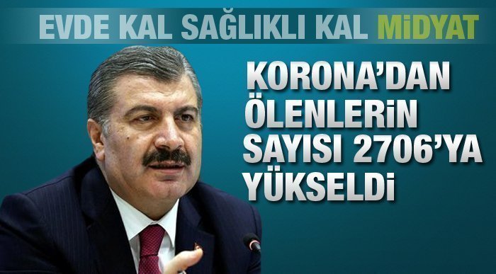 Türkiye'de korona bilançosu: 2706 ölüm
