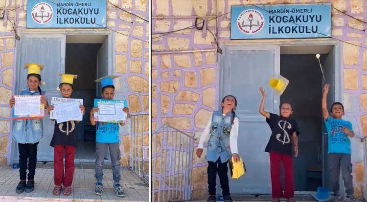 Mezuniyetlerini Kartondan Kep yaparak kutladılar